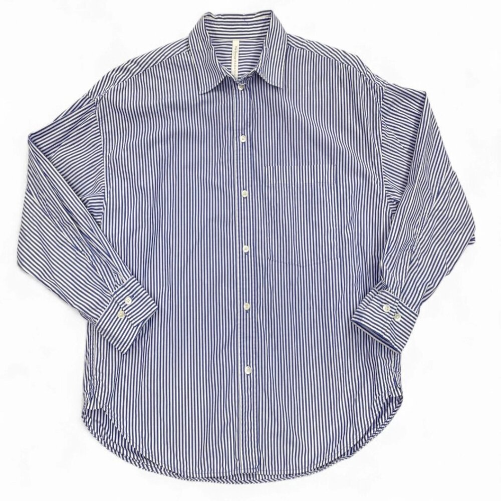 Group Babaton Aritzia Blue Pin Stripe Button Cotton Top Shirt Women's Small S - Picture 2 of 10